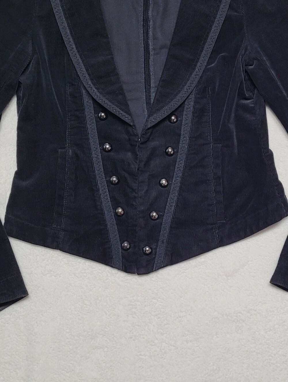 White House Black Market Vintage 90s Black Velvet Corset Style Cropped Jacket 6 - Picture 4 of 14